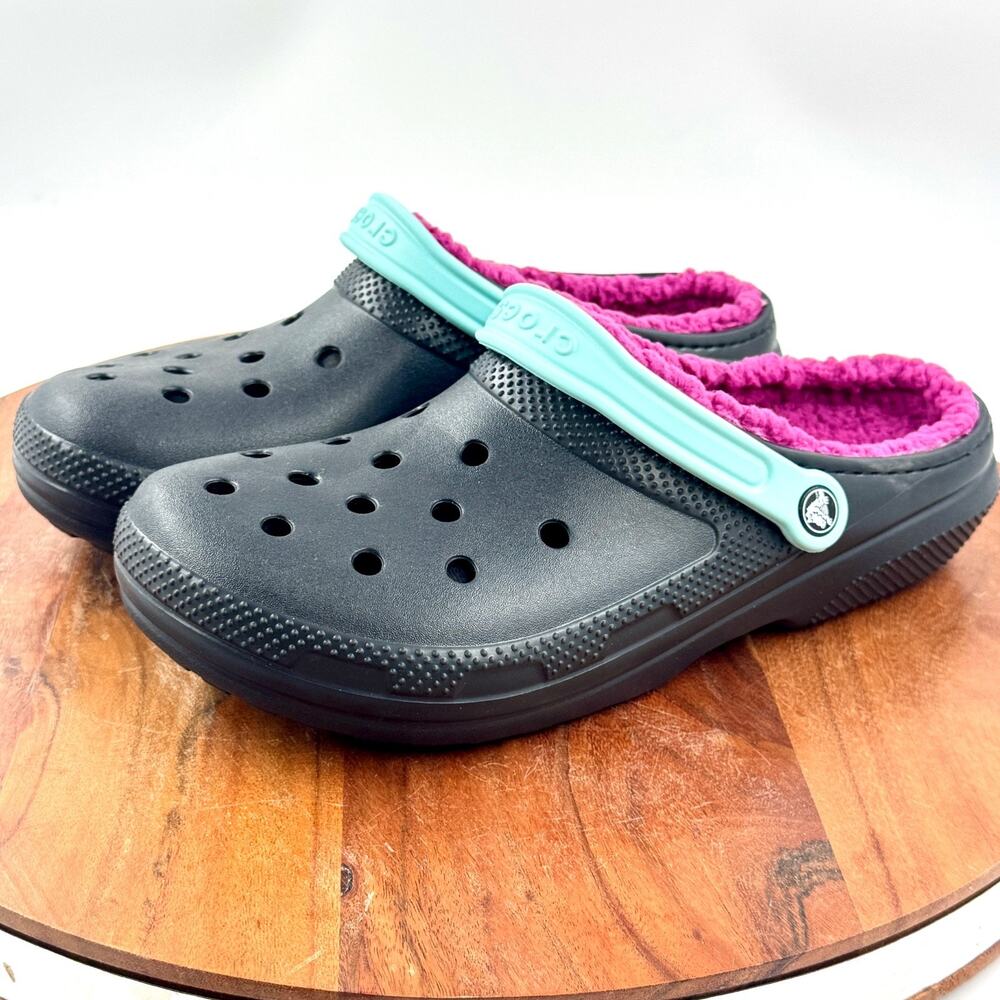 CROCS Classic Fuzz-Lined Clog SIZE Men 11 Women 13 Black Fuchsia Pink Blue Clogs